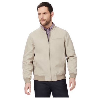 Big and tall beige bomber jacket